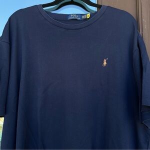 Polo by Ralph Lauren Navy Crew-Neck Tee with Colored Logo 2XB/2TG